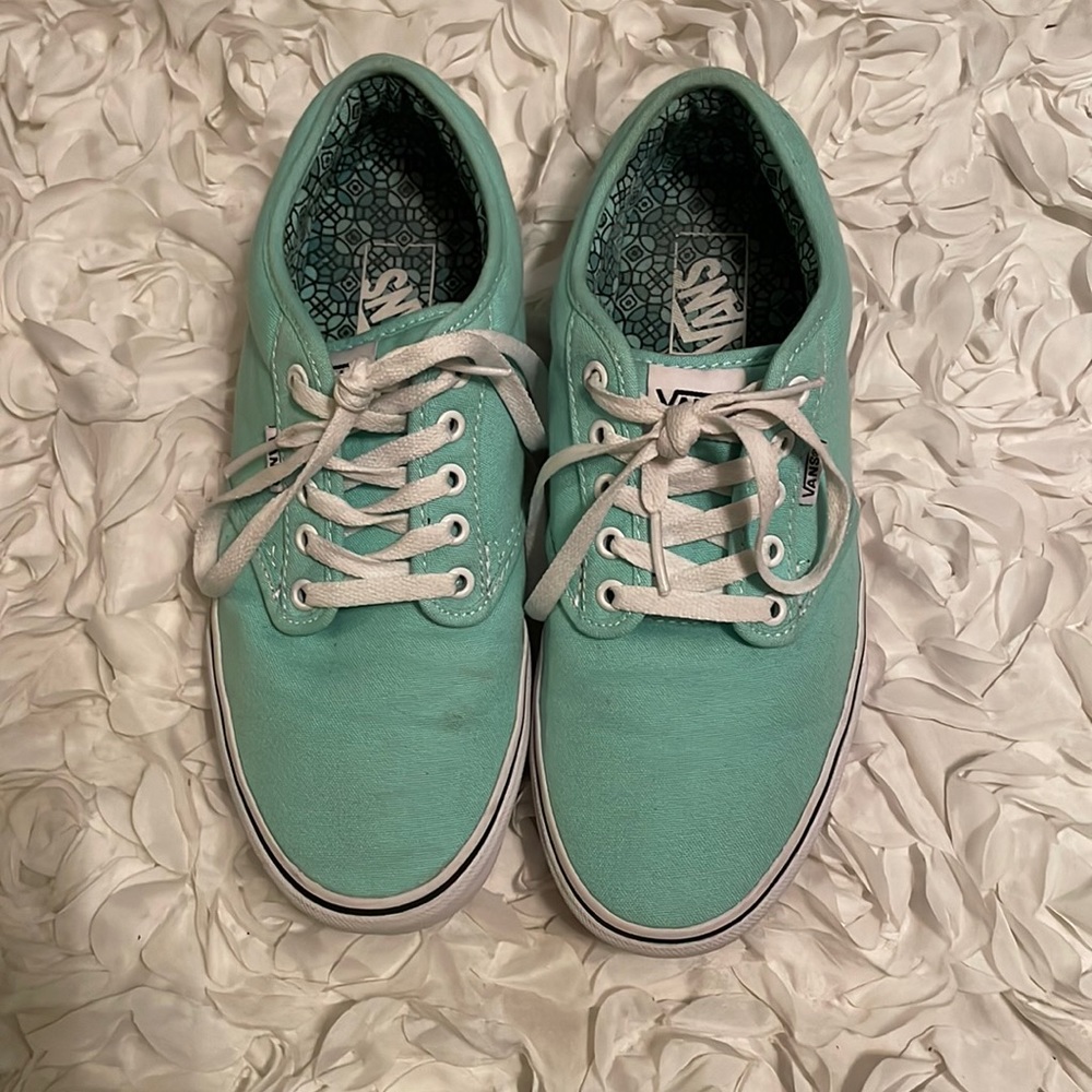 Mint, green vans, tennis shoes